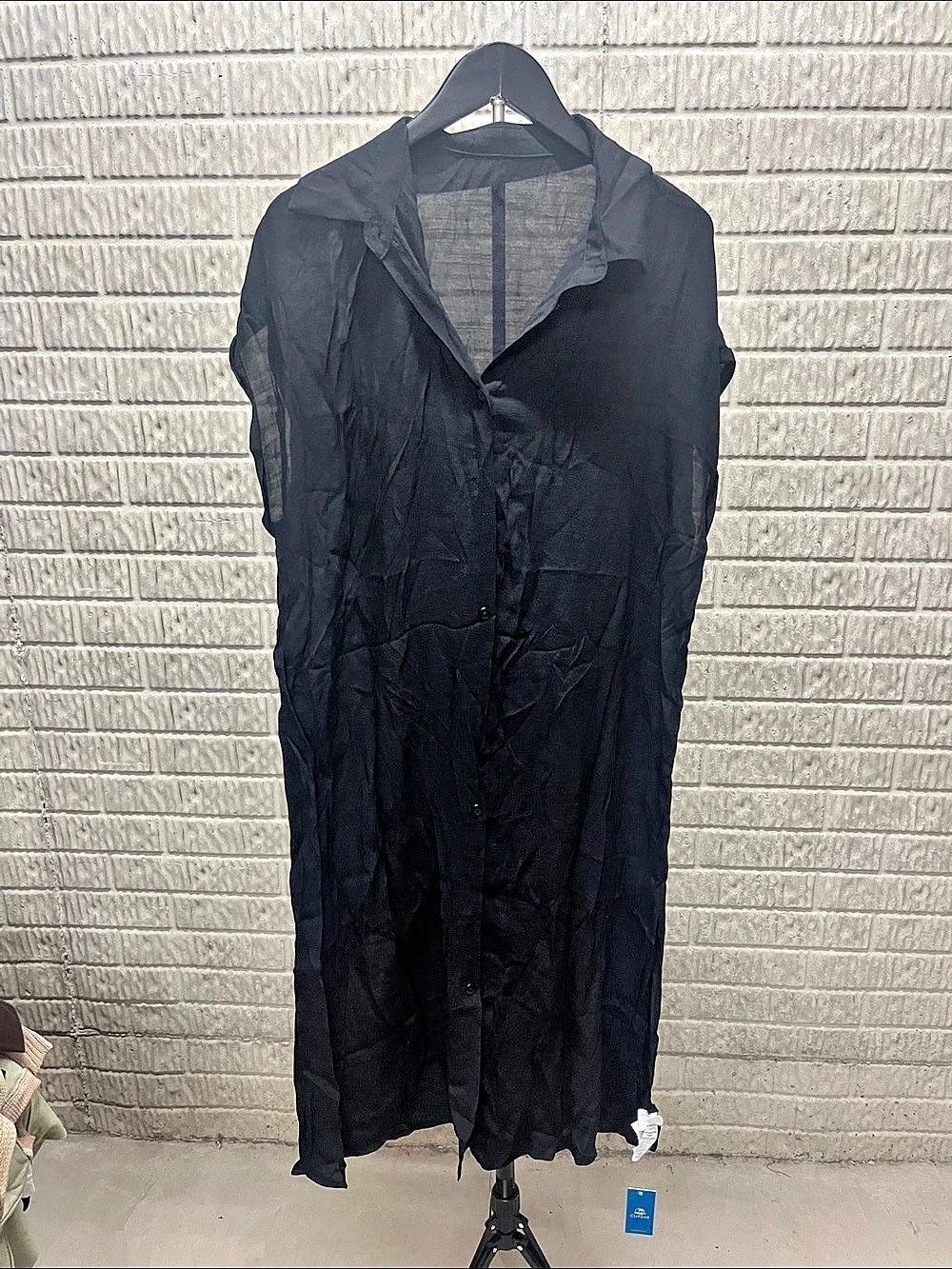 CUPSHE Selina Buttoned Cover-Up Shirt Dress Black Large